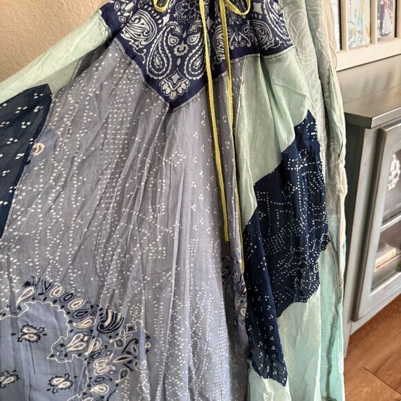 NWT Free People Womens Patchwork Halter Happy Days Maxi Dress Indigo Combo M/L - Picture 12 of 16
